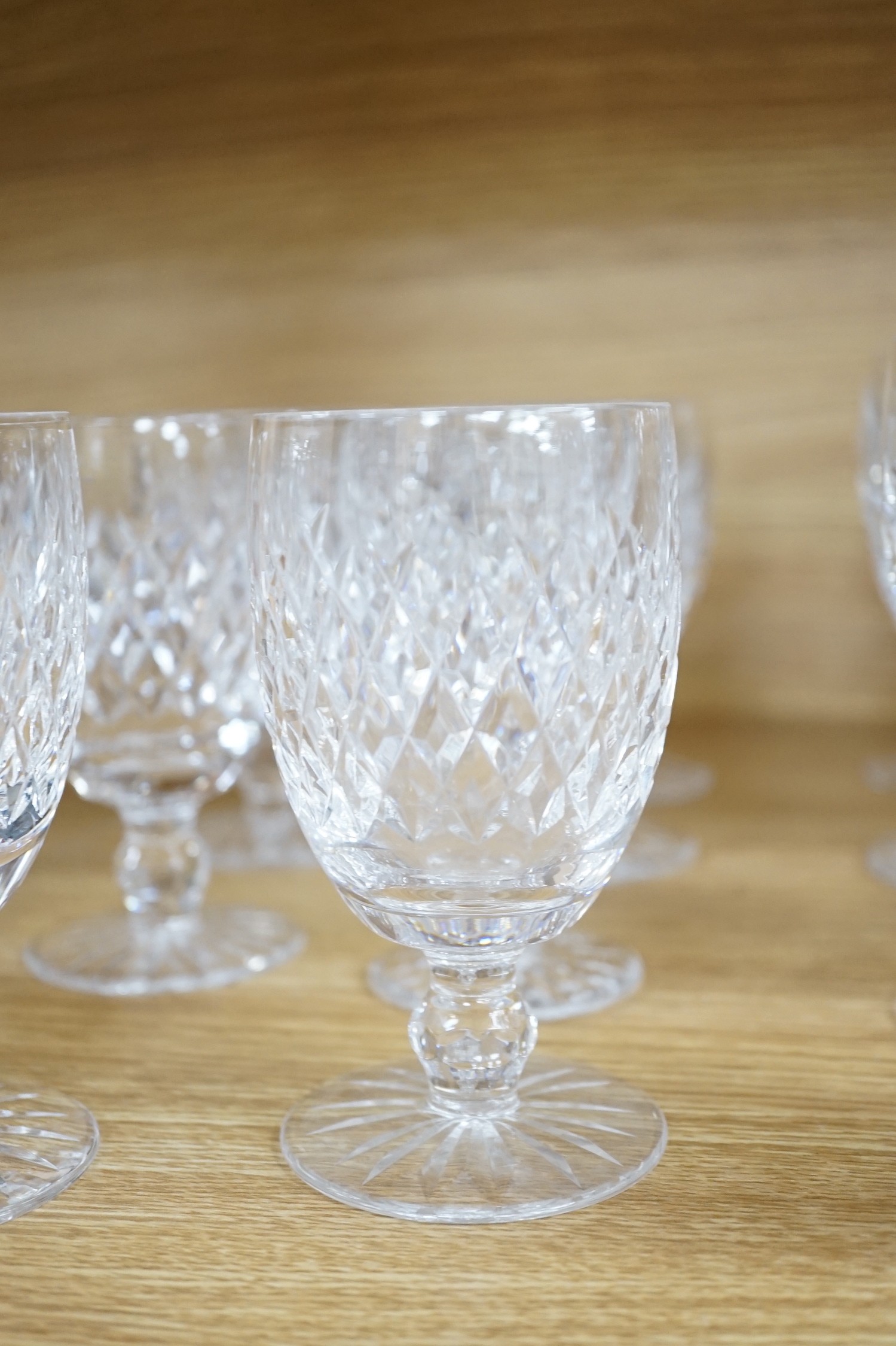 Sixteen Waterford 'Colleen' crystal glasses, tallest 13cms high